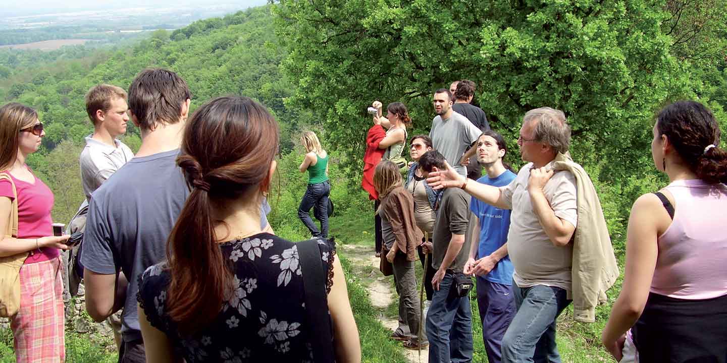 Neven Budak with Slovak and Croatian students during a climb to Ružica Castle in Eastern Slavonia in April 2009.